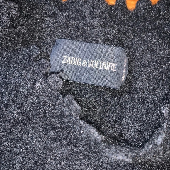 Zadig & Voltaire Wool Scallop Neck Sweater Grey Small - Picture 5 of 5